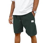 TARAINYA Velours Côtelé Short Homme Coton Stretch Cordon de Serrage été Casual Chino Corduroy Shorts Court Homme avec Poches Vert Gris XL