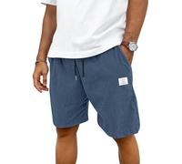TARAINYA Velours Côtelé Short Homme Coton Stretch Cordon de Serrage été Casual Chino Corduroy Shorts Court Homme avec Poches Bleu XL