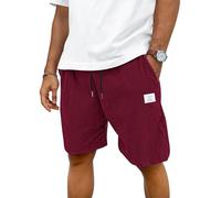 TARAINYA Velours Côtelé Short Homme Coton Stretch Cordon de Serrage été Casual Chino Corduroy Shorts Court Homme avec Poches Rouge 4XL