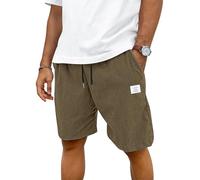 TARAINYA Velours Côtelé Short Homme Coton Stretch Cordon de Serrage été Casual Chino Corduroy Shorts Court Homme avec Poches Kaki 5XL
