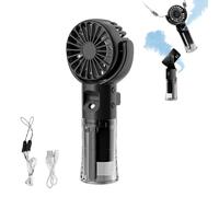 Tarange Mini Ventilateur Portable, Ventilateur Brumisateur Portable, Avec 4 Réglages De Vitesse Et Brume D'eau, Rechargeable, Silencieux, Pour Études Travail Voyages Camping, Cadeau D'été (Noir)