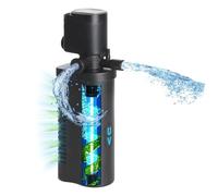 Tararium Filtre d'aquarium avec Lampe U-V - Pompe Submersible 4 en 1 pour Betta, Tortues & Eau de mer/Eau Douce (40-170 litres, 600 L/h) - Contre l'eau Trouble & Les algues