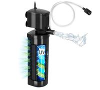 Tararium Filtre d'aquarium avec lumière U-V 5 W - Pompe Submersible pour Eau Claire dans Les Aquariums d'eau Douce/d'eau de mer et Tortues (75-280 litres, 750 l/h, Ultra Silencieux)