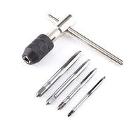 Taraud à Filetage, clé à Taraud Réglable à Vis à Main avec 4 Poignées de Support de Tarauds à Cannelure Droite + Jeu de Tarauds M3/M4/M5/M6, Clés à Molette