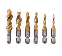Taraud Hélicoïdal HSS M3-M10, 6 Pièces, Queue Hexagonale 1/4"