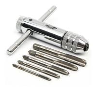 Tarauds à main-Tarauds Métrique-Tarauds et filières-M3 M4 M5 M6 M8 Tarauds-Tarauds à fileter-avec Porte taraud réversible à cliquet