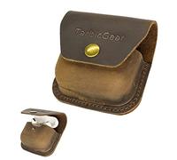 TarbicGear Étui en cuir véritable avec clip de ceinture pour Airpod 1ère, 2e et 3e génération, étui en cuir pour Airpod Pro 2, Galaxy Buds, Beats Studio Buds (marron foncé)