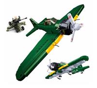 Tarcury Brique de Bataille WW2 A6M Avion de Combat - 560 PCS Jouets de l'Armée de Blocs de Construction avec 2 Soldats Jouets et Canon Anti-Aérien - Idéal pour Les Enfants et Les Adultes