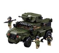Tarcury Ensemble de Construction Voiture Blindée Typhoon-VDVS - Ensemble Militaire de l'Armée avec 4 Soldats Jouets - Modèle de 519 PCS pour Enfants et Adultes