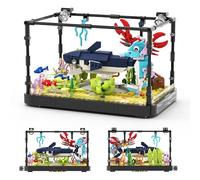 Tarcury Jouet de Construction créatif pour Aquarium - Modèle de réservoir de Requins et de Poissons de 648 pièces avec hippocampes, crabes, coraux, Plantes Aquatiques, Coffre au trésor