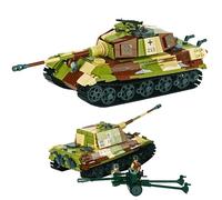 Tarcury Tiger II - Kit de construction de jouets de char lourd de la Seconde Guerre mondiale - Ensemble de 930 jouets de l'armée avec 4 soldats, design polyvalent 2 en 1 pour enfants et adultes