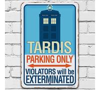 Tardis Plaque en étain vintage Parking Only pour intérieur ou extérieur 30,5 x 20,3 cm, de19saA26