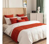 TAREV Chemin de lit rouge pour pied lit, housse couette décorative en velours, motif ondulé, jeté des deux côtés, écharpe protection chambre d'hôtel, 45 x 240 cm, 45*240cm for 1.8m Bed