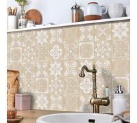 Targawerelax 24 pcs Stickers Carrelage Adhesif Mural Cuisine Salle De Bain, Credence Adhesive, Panneau Mural Decoratif, Pvc Adhesive Murale, Stickers Muraux Autocollant, Blanc beige et élégant