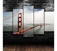 Targawerelax Impressions Sur Toile San Francisco Golden Gate Bridge Toile Mur Art Imprimer Décor À La Maison 5 Panneau Chambre Décor Peintures Imprimer Photos Affiche 5 Pièces 150x80cm