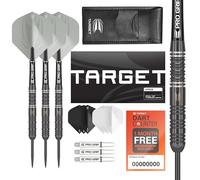 Target Darts Ares 22G Tungsten Steel Tip Darts Set - 6 Arbres Pro Grip - 9 Pro Ultra Flights - Dart Wallet - Dart Counter App Coupon Bundle