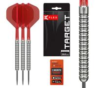 Target Darts Artemis K-Flex Tungstène Pointe en Acier Fléchettes Set, 25G | Rouge KFlex N° 2 Arbres et Ailettes, Fléchette Portefeuille Inclus | Professionnel Accessoires Fléchette Kit
