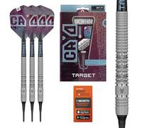 Target Darts Cryo Pointe Souple Fléchette Set, Barrels 11 - 20G | 90% Tungstène Barrel, Cryo Conseils, Tiges Pro Grip Tag et Ailettes N° 6, Claret Violet et Bleu Design