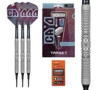 Target Darts Cryo Pointe Souple Fléchette Set, Barrels 12 - 19G | 90% Tungstène Barrel, Cryo Conseils, Tiges Pro Grip Tag et Ailettes N° 6, Claret Violet et Bleu Design
