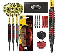 Target Darts Dimitri Van Den Bergh Dream Maker Jeu de fléchettes à Pointe Souple en Laiton Unisexe, Noir, Jaune et Rouge, 18 g