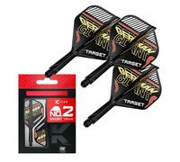 Target Darts Gabriel Clemens K Flex Flights and Shaft System, No.2 | Pack de 3 Accessoires de fléchettes Kflex All in One Flights, Player Edition | Potence fléchette K-Flex Court/Intermédiaire/Moyen