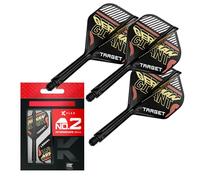Target Darts Gabriel Clemens K Flex Flights and Shaft System, No.2 | Pack de 3 Accessoires de fléchettes Kflex All in One Flights, Player Edition | Potence fléchette K-Flex Court/Intermédiaire/Moyen