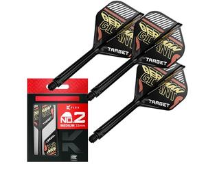 Target Darts Gabriel Clemens K Flex Flights and Shaft System, No.2 | Pack de 3 Accessoires de fléchettes Kflex All in One Flights, Player Edition | Potence fléchette K-Flex Court/Intermédiaire/Moyen
