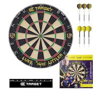 Target Darts Jeu de Fléchettes pour Joueurs | Luke Littler/Dimitri Van den Bergh/Gabriel Clemens | Jeu de Fléchettes pour Joueurs avec 2 Jeux de Fléchettes à Pointe en Acier, Ligne de Lancer Standard