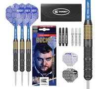 Target Darts Josh Rock Steel Tip Darts, 22G Brass Darts, | Set de fléchettes Nickel Fixed Point, fléchettes Player Edition avec Pointes Fixes en Acier Noir, Accessoires de fléchettes Professionnels