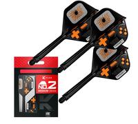Target Darts K-Flex Game Over/Press Start/You Win Fléchettes Ailettes et Arbres, N° 2 | Lot de 3 Systèmes Intégrés Kflex Vol et Arbre, Tige Moulée Tout-en-Un - Court/Intermédiaire/Moyen | Accessoires