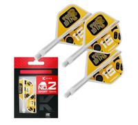 Target Darts K-Flex Game Over/Press Start/You Win Fléchettes Ailettes et Arbres, N° 2 | Lot de 3 Systèmes Intégrés Kflex Vol et Arbre, Tige Moulée Tout-en-Un - Court/Intermédiaire/Moyen | Accessoires