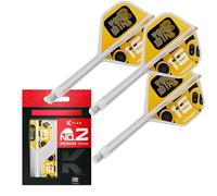 Target Darts K-Flex Game Over/Press Start/You Win Fléchettes Ailettes et Arbres, N° 2 | Lot de 3 Systèmes Intégrés Kflex Vol et Arbre, Tige Moulée Tout-en-Un - Court/Intermédiaire/Moyen | Accessoires
