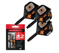 Target Darts K-Flex Game Over/Press Start/You Win Fléchettes Ailettes et Arbres, N° 2 | Lot de 3 Systèmes Intégrés Kflex Vol et Arbre, Tige Moulée Tout-en-Un - Court/Intermédiaire/Moyen | Accessoires