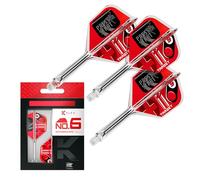 Target Darts K-Flex Game Over/Press Start/You Win Fléchettes Ailettes et Arbres, N° 6 | Lot de 3 Systèmes Intégrés Kflex Vol et Arbre, Tige Moulée Tout-en-Un - Court/Intermédiaire/Moyen | Accessoires