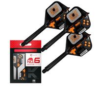 Target Darts K-Flex Game Over/Press Start/You Win Fléchettes Ailettes et Arbres, N° 6 | Lot de 3 Systèmes Intégrés Kflex Vol et Arbre, Tige Moulée Tout-en-Un - Court/Intermédiaire/Moyen | Accessoires