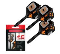 Target Darts K-Flex Game Over/Press Start/You Win Fléchettes Ailettes et Arbres, N° 6 | Lot de 3 Systèmes Intégrés Kflex Vol et Arbre, Tige Moulée Tout-en-Un - Court/Intermédiaire/Moyen | Accessoires