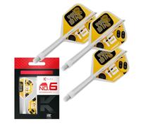 Target Darts K-Flex Game Over/Press Start/You Win Fléchettes Ailettes et Arbres, N° 6 | Lot de 3 Systèmes Intégrés Kflex Vol et Arbre, Tige Moulée Tout-en-Un - Court/Intermédiaire/Moyen | Accessoires
