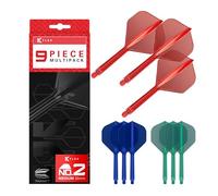 Target Darts K-Flex Integrated Dart Flights and Shafts, Kflex 9 Pack Bundle, Multipack - K Flex 3 Couleurs | Noir, Blanc, Clair, Rouge, Vert, Bleu, Rose, Orange, Jaune | Court, Intermédiaire, Moyen