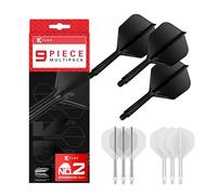 Target Darts K-Flex Integrated Dart Flights and Shafts, Kflex 9 Pack Bundle, Multipack - K Flex 3 Couleurs | Noir, Blanc, Clair, Rouge, Vert, Bleu, Rose, Orange, Jaune | Court, Intermédiaire, Moyen