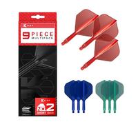 Target Darts K-Flex Integrated Dart Flights and Shafts, Kflex 9 Pack Bundle, Multipack - K Flex 3 Couleurs | Noir, Blanc, Clair, Rouge, Vert, Bleu, Rose, Orange, Jaune | Court, Intermédiaire, Moyen
