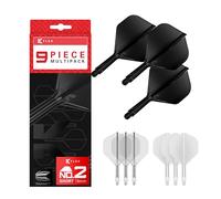 Target Darts K-Flex Integrated Dart Flights and Shafts, Kflex 9 Pack Bundle, Multipack - K Flex 3 Couleurs | Noir, Blanc, Clair, Rouge, Vert, Bleu, Rose, Orange, Jaune | Court, Intermédiaire, Moyen