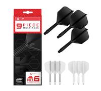 Target Darts K-Flex Integrated Dart Flights and Shafts, No.6, Kflex 9 Pack Bundle, K Flex 3 Colours | Noir, Blanc, Transparent, Rouge, Vert, Bleu, Rose, Orange, Jaune | Court, Intermédiaire, Moyen