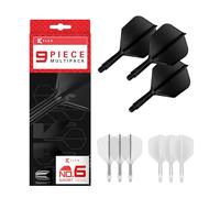 Target Darts K-Flex Integrated Dart Flights and Shafts, No.6, Kflex 9 Pack Bundle, K Flex 3 Colours | Noir, Blanc, Transparent, Rouge, Vert, Bleu, Rose, Orange, Jaune | Court, Intermédiaire, Moyen