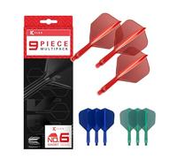 Target Darts K-Flex Integrated Dart Flights and Shafts, No.6, Kflex 9 Pack Bundle, K Flex 3 Colours | Noir, Blanc, Transparent, Rouge, Vert, Bleu, Rose, Orange, Jaune | Court, Intermédiaire, Moyen