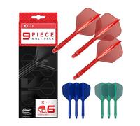 Target Darts K-Flex Integrated Dart Flights and Shafts, No.6, Kflex 9 Pack Bundle, K Flex 3 Colours | Noir, Blanc, Transparent, Rouge, Vert, Bleu, Rose, Orange, Jaune | Court, Intermédiaire, Moyen