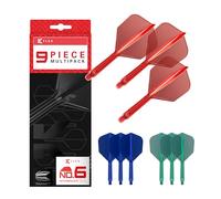 Target Darts K-Flex Integrated Dart Flights and Shafts, Tige Intermédiaire (26mm), No.6 Flight, 9-Pack Bundle, Rouge, Bleu et Vert | Kflex 2 in 1 Flight and Stem, Professional Darts Accessories