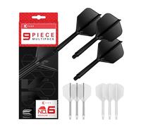 Target Darts K-Flex Integrated Dart Flights and Shafts, Tige Moyen (33mm), No.6 Flight, 9-Pack Bundle, Noir, Blanc et Transparent | Kflex 2 in 1 Flight and Stem, Professional Darts Accessories