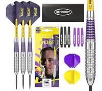 Target Darts Luke Littler Brass Ensemble de Fléchettes à Pointe en Acier - Fléchettes à Pointe en Acier 22G, Ensemble de Fléchettes Nuke Player Edition, Fléchettes, Manches et Etui Inclus