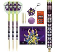 Target Darts Luke Littler Champion du Monde Fléchettes à Pointe en Acier Swiss Point, Jeu de fléchettes en tungstène à 90%, 23G | The Nuke 2025 Édition spéciale K-Flex, Porte-clés, SLK Swiss Points