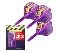 Target Darts Luke Littler Champion du Monde K Flex Flights and Shaft System, No.2/No.6 | Le Nuke 2025 Edition Kflex, Tous dans Un Volutes et Tiges Intégrés (Pack de 3) - Court/Intermédiaire/Moyen